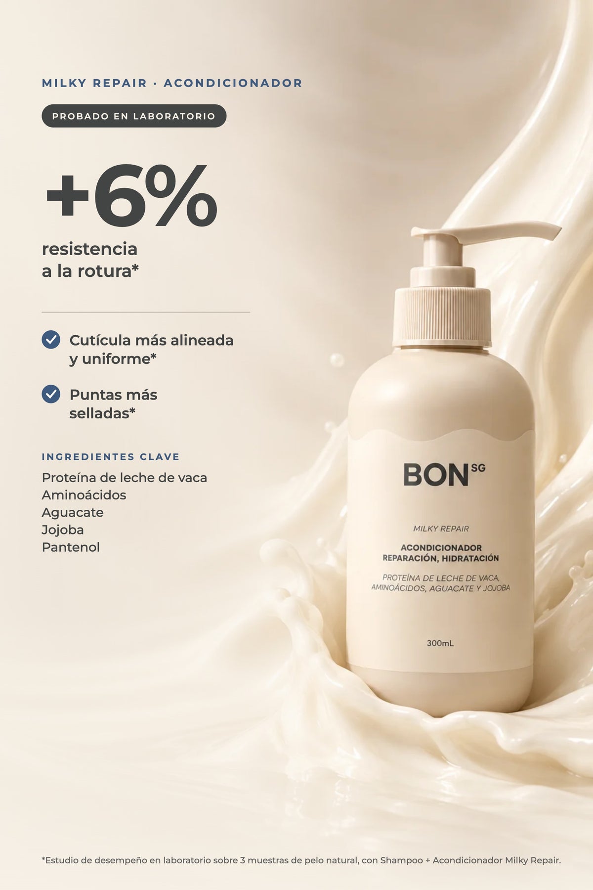 Acondicionador Milky Repair: +6% resistencia a la rotura