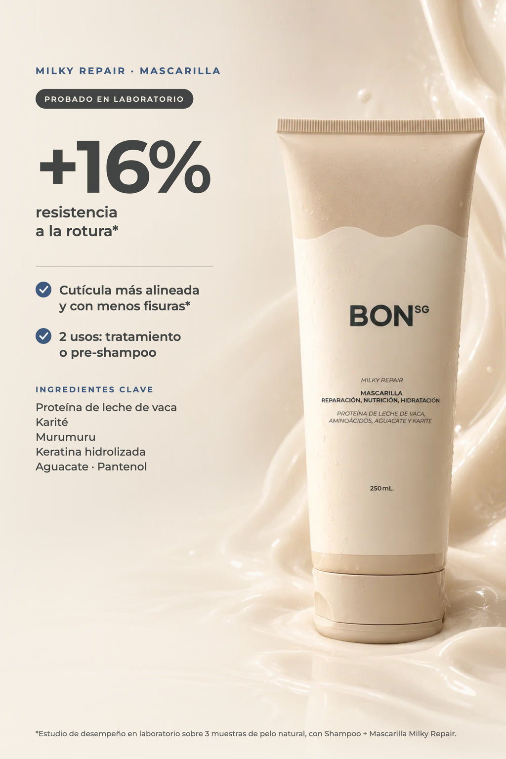 Mascarilla Milky Repair: +16% resistencia a la rotura