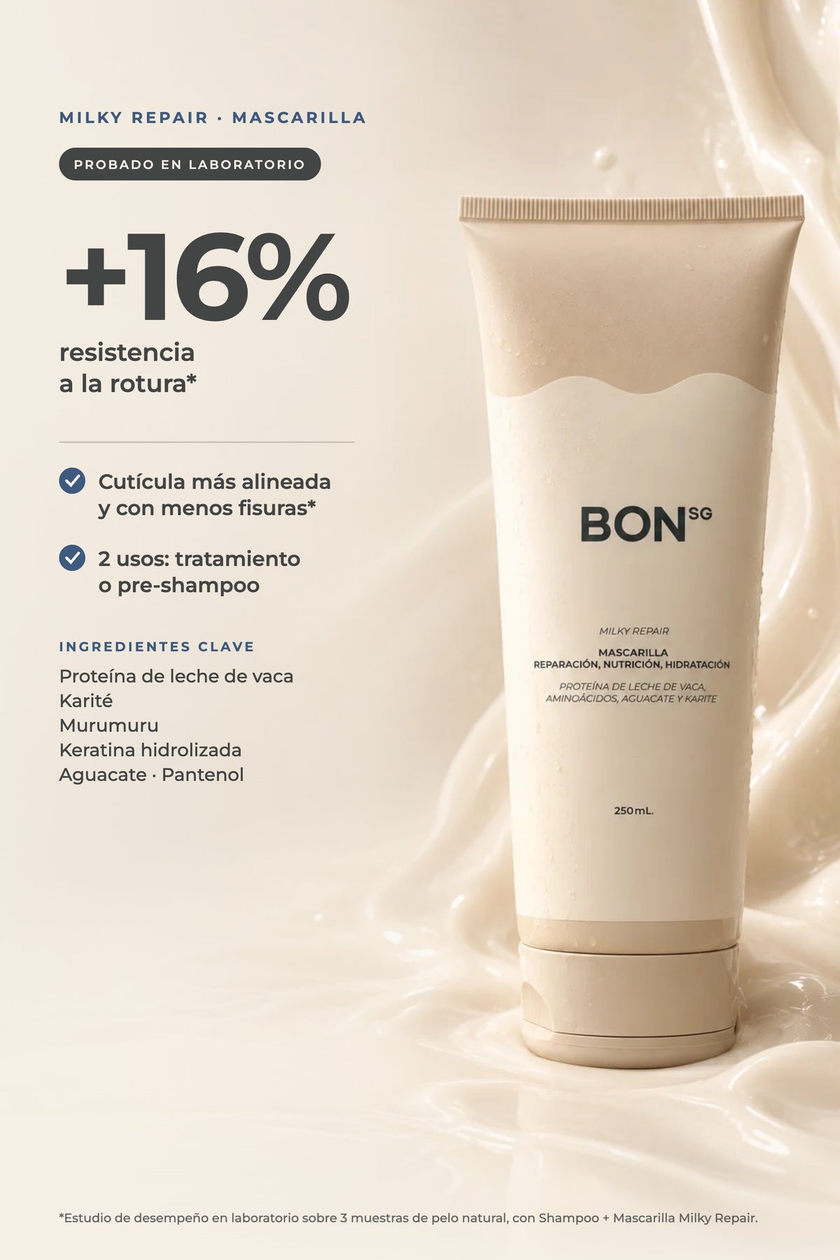 Mascarilla Milky Repair: +16% resistencia a la rotura